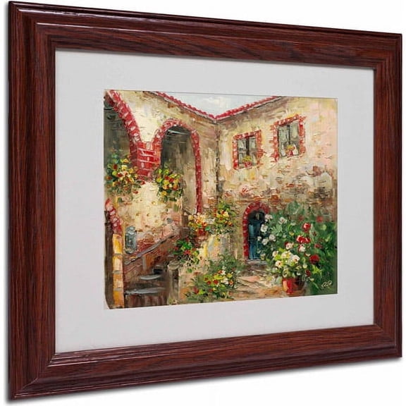 Trademark Fine Art "Tuscany Courtyard" Canvas Art by Rio, Wood Frame