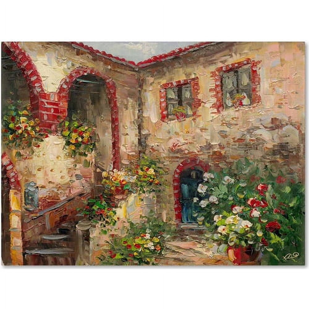 Tuscany Courtyard Impressionist Canvas Landscape Print, 14" x 19"