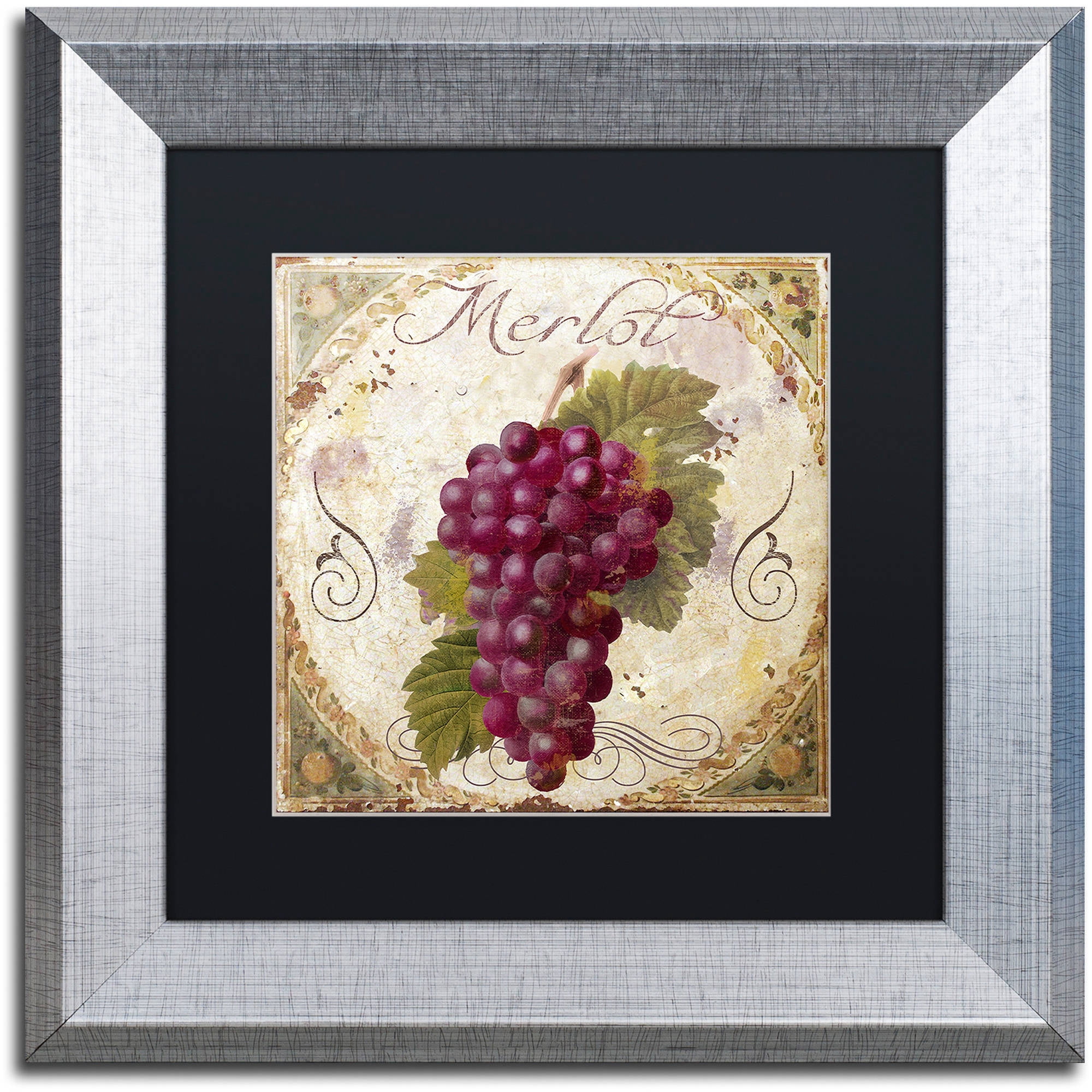 Trademark Fine Art "Tuscany Table Merlot" Canvas Art by Color Bakery Black Matte, Silver Frame