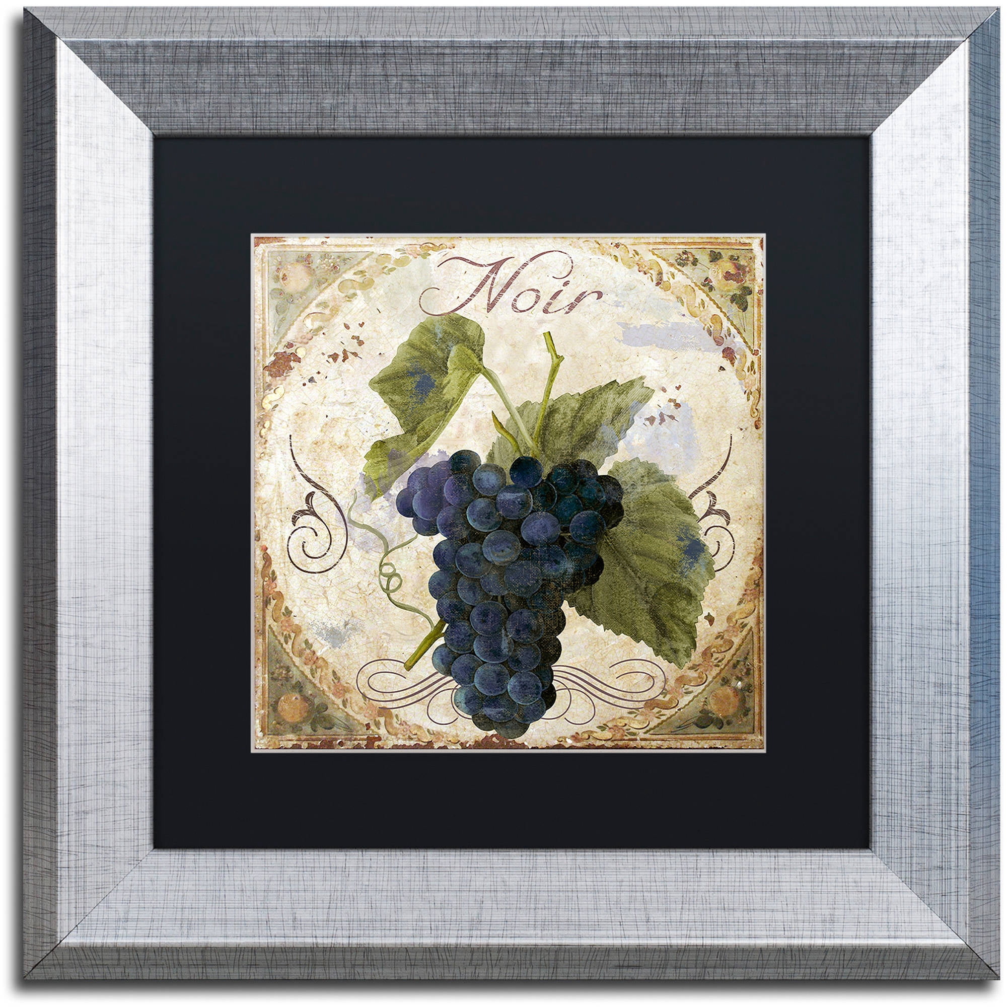 Trademark Fine Art "Tuscany Table Noir" Canvas Art by Color Bakery Black Matte, Silver Frame