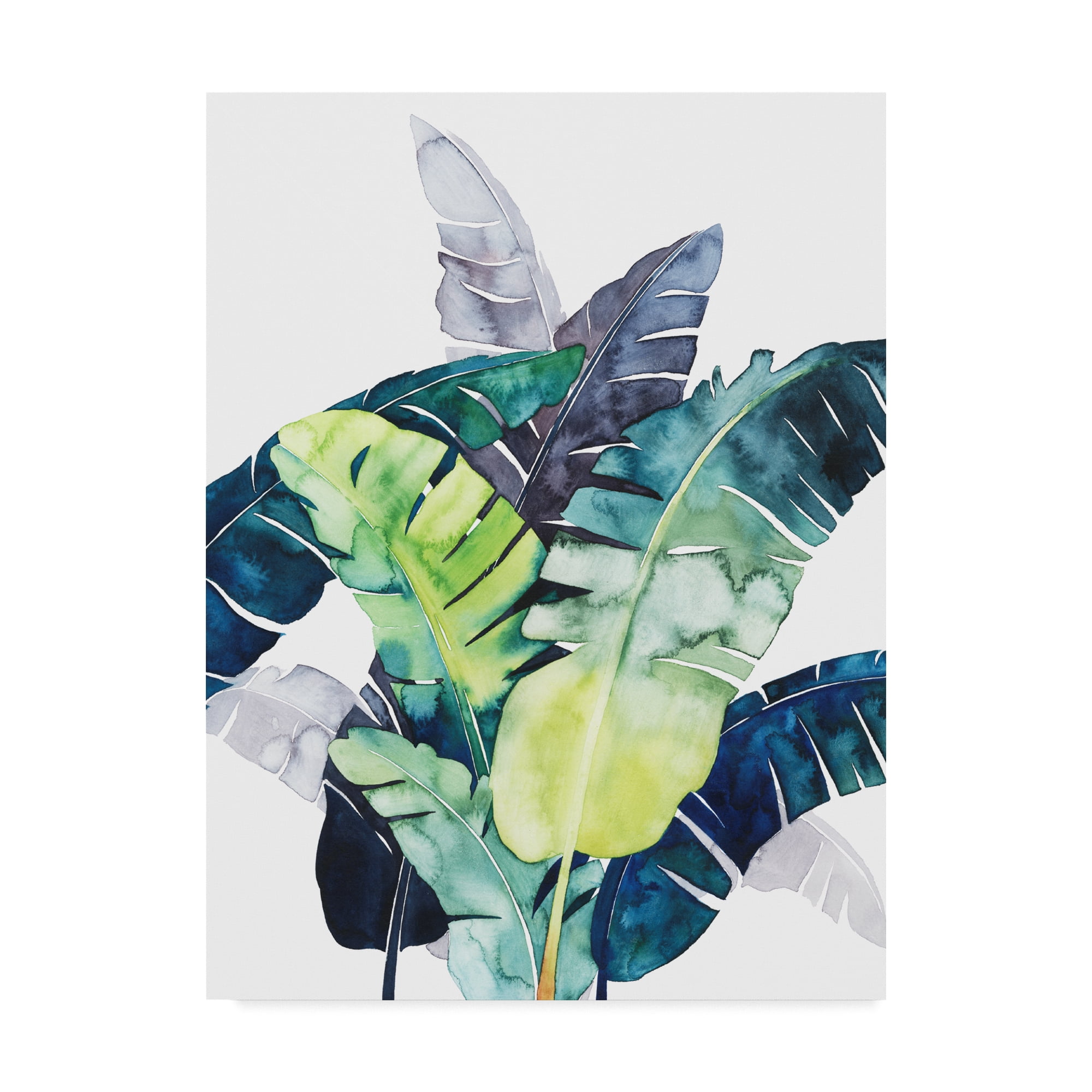 Grace Popp Green and Blue Palm Leaves Canvas Art