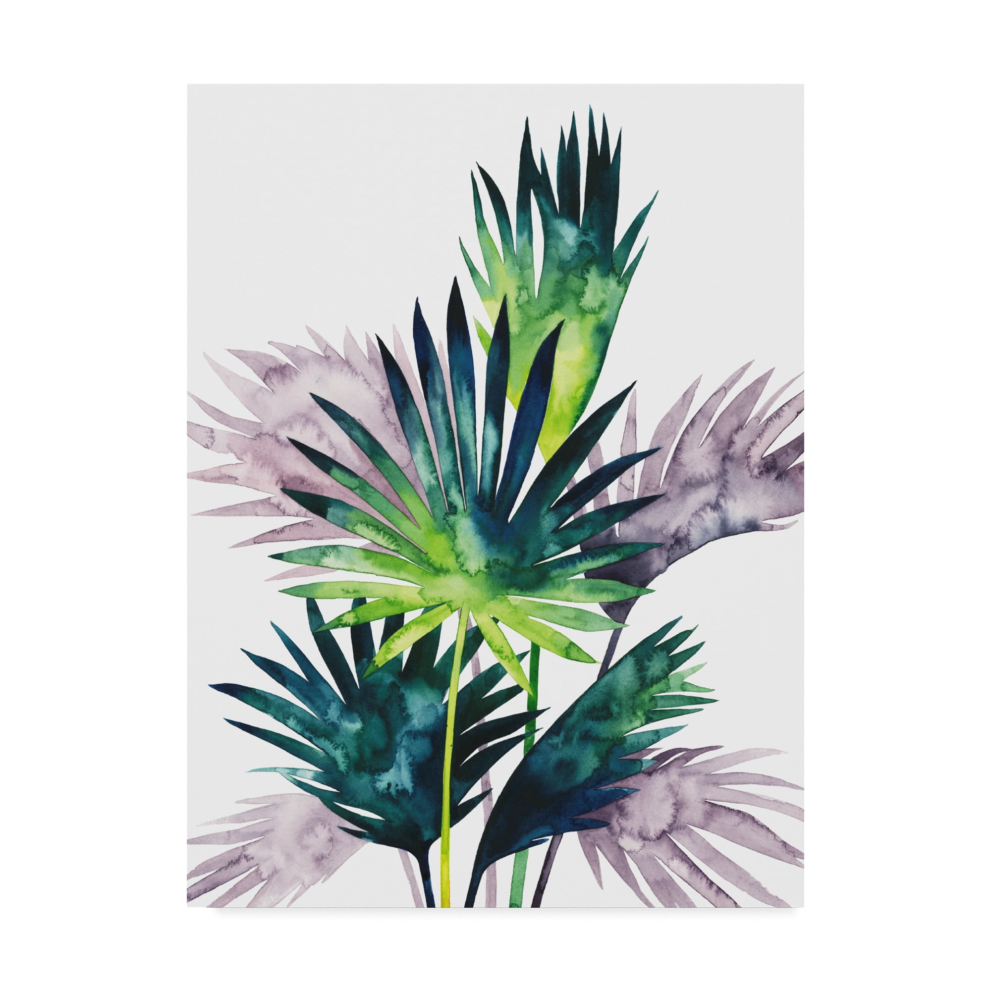 Grace Popp Tropical Green Palm Leaves Canvas Art