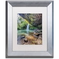 thumbnail image 1 of Trademark Fine Art 'Twin Falls' Canvas Art by Pierre Leclerc, White Matte, Silver Frame, 1 of 4