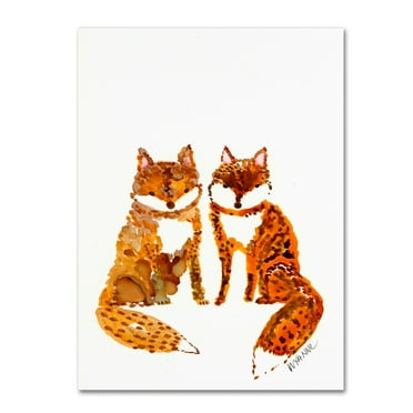Trademark Fine Art 'Two Baby Foxes' Canvas Art by Wyanne