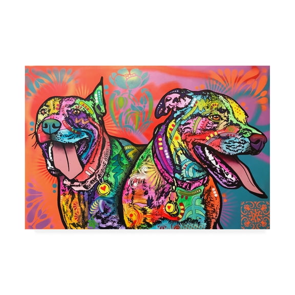Trademark Fine Art 'Two Happy Pups' Canvas Art by Dean Russo