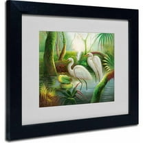 Trademark Fine Art "Two Herons" Canvas Art by Victor Giton, Black Frame