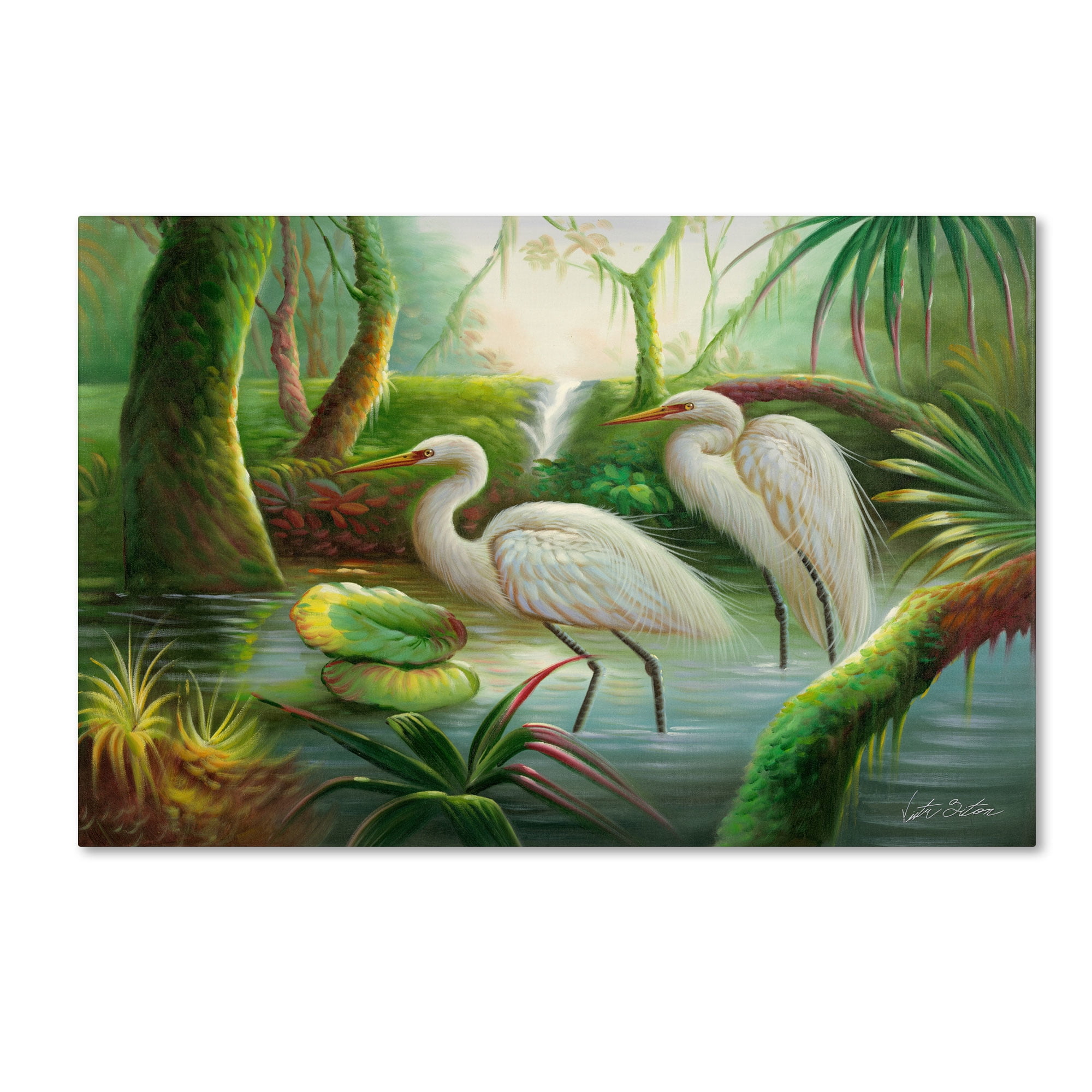 Trademark Fine Art "Two Herons" Canvas Art by Victor Giton