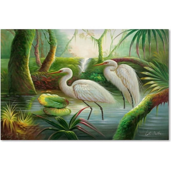 Trademark Fine Art "Two Herons" Canvas Art by Victor Giton