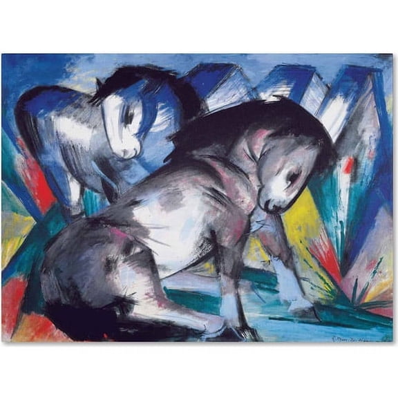 Trademark Fine Art "Two Horses 1913" Canvas Art by Franz Marc
