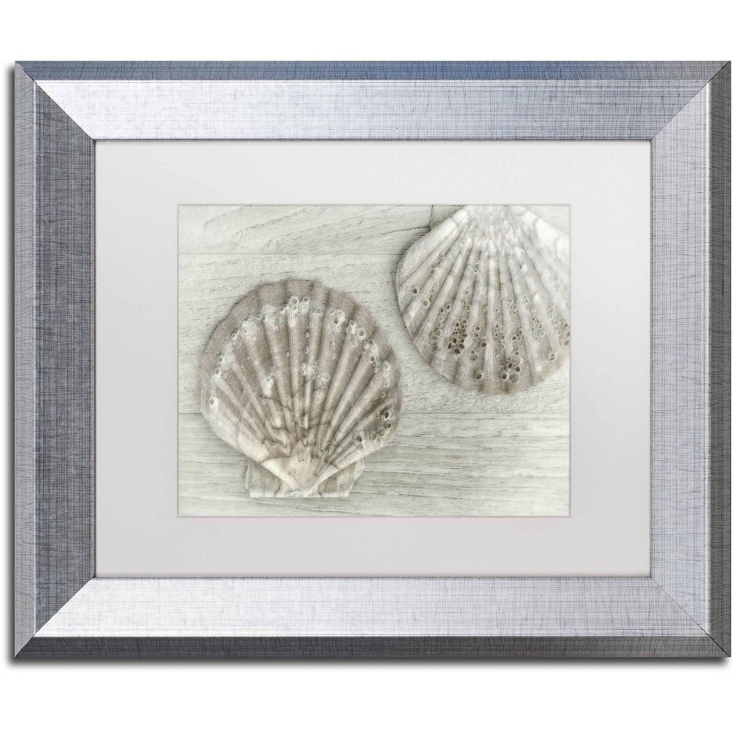 Trademark Fine Art 'Two King Scallop Shells' Canvas Art by Cora Niele, White Matte, Silver Frame