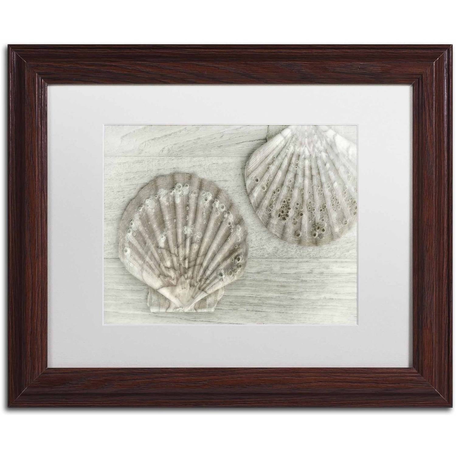 Trademark Fine Art 'Two King Scallop Shells' Canvas Art by Cora Niele, White Matte, Wood Frame