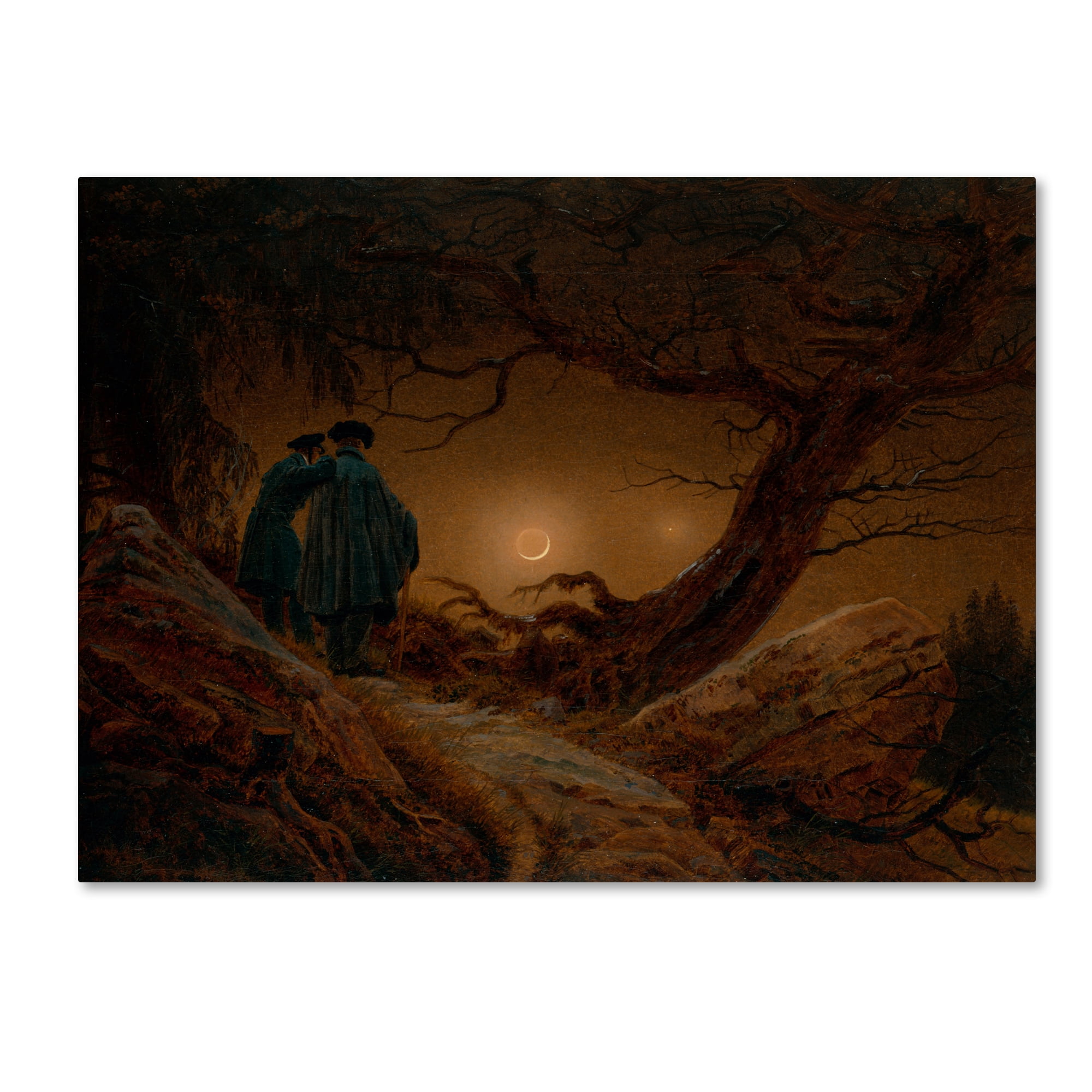 Trademark Fine Art 'Two Men Contemplating The Moon' Canvas Art by Caspar David Friedrich