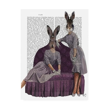 Trademark Fine Art 'Two Rabbits In Purple' Canvas Art by Fab Funky