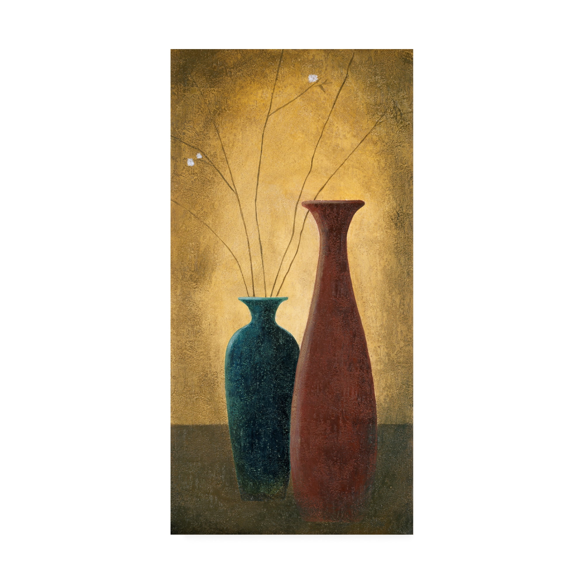 Trademark Fine Art 'Two Slender Vases And Flowers' Canvas Art by Pablo Esteban