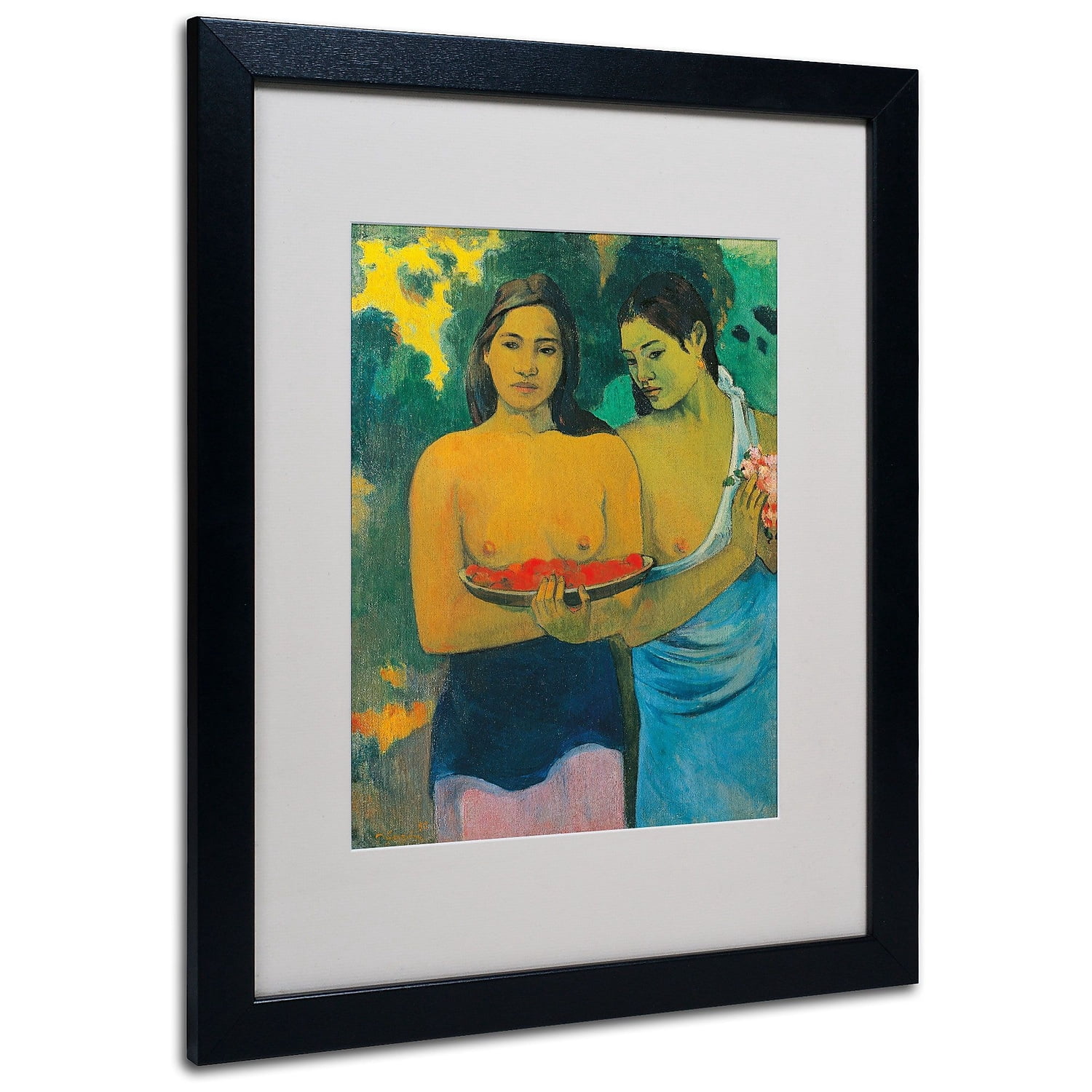 Trademark Fine Art "Two Tahitian Women 1899" Canvas Art by Paul Gauguin, Black Frame