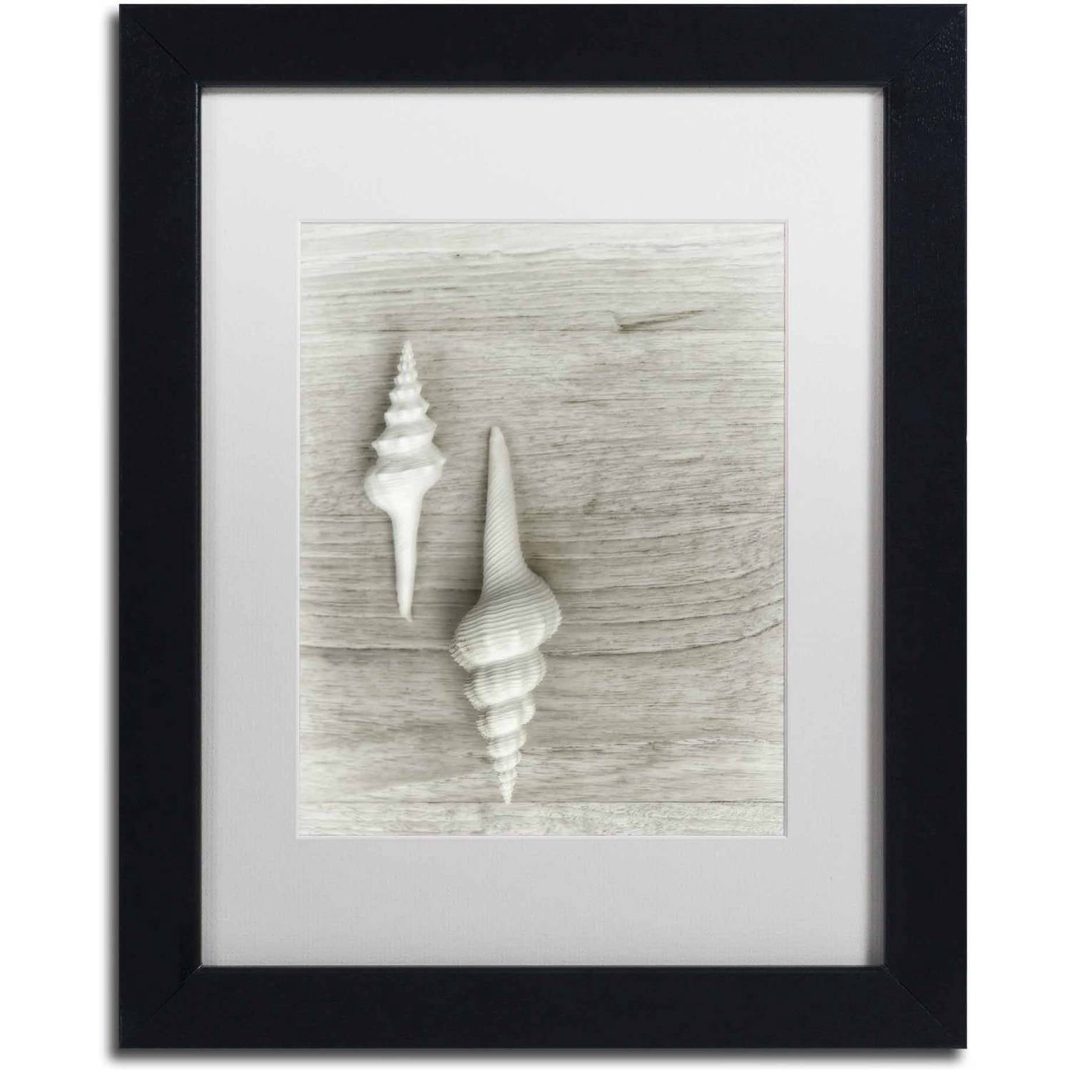 Trademark Fine Art 'Two White Shells' Canvas Art by Cora Niele, White Matte, Black Frame