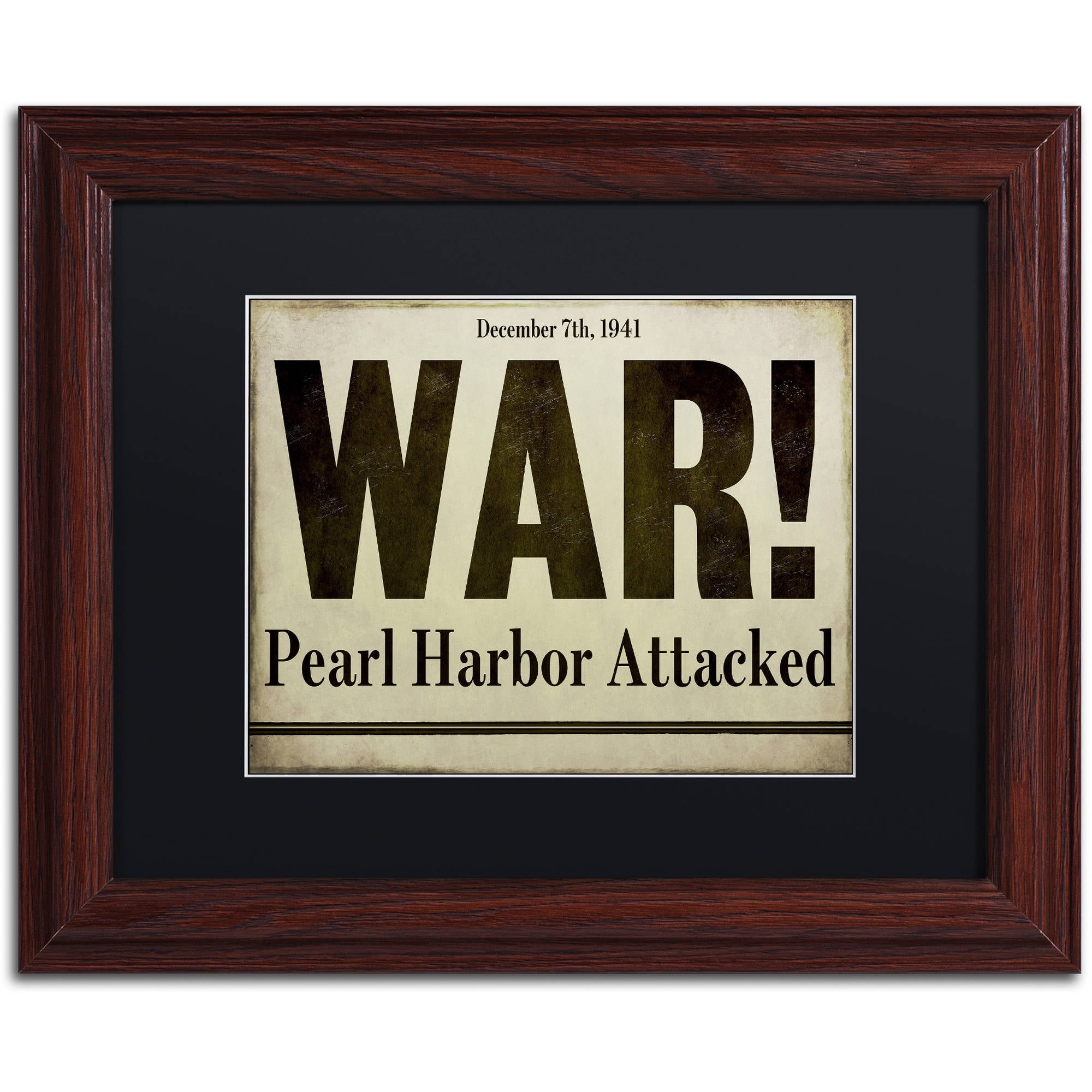 Trademark Fine Art Typography Matted Framed Art ' Pearl Harbor ' by Color Bakery