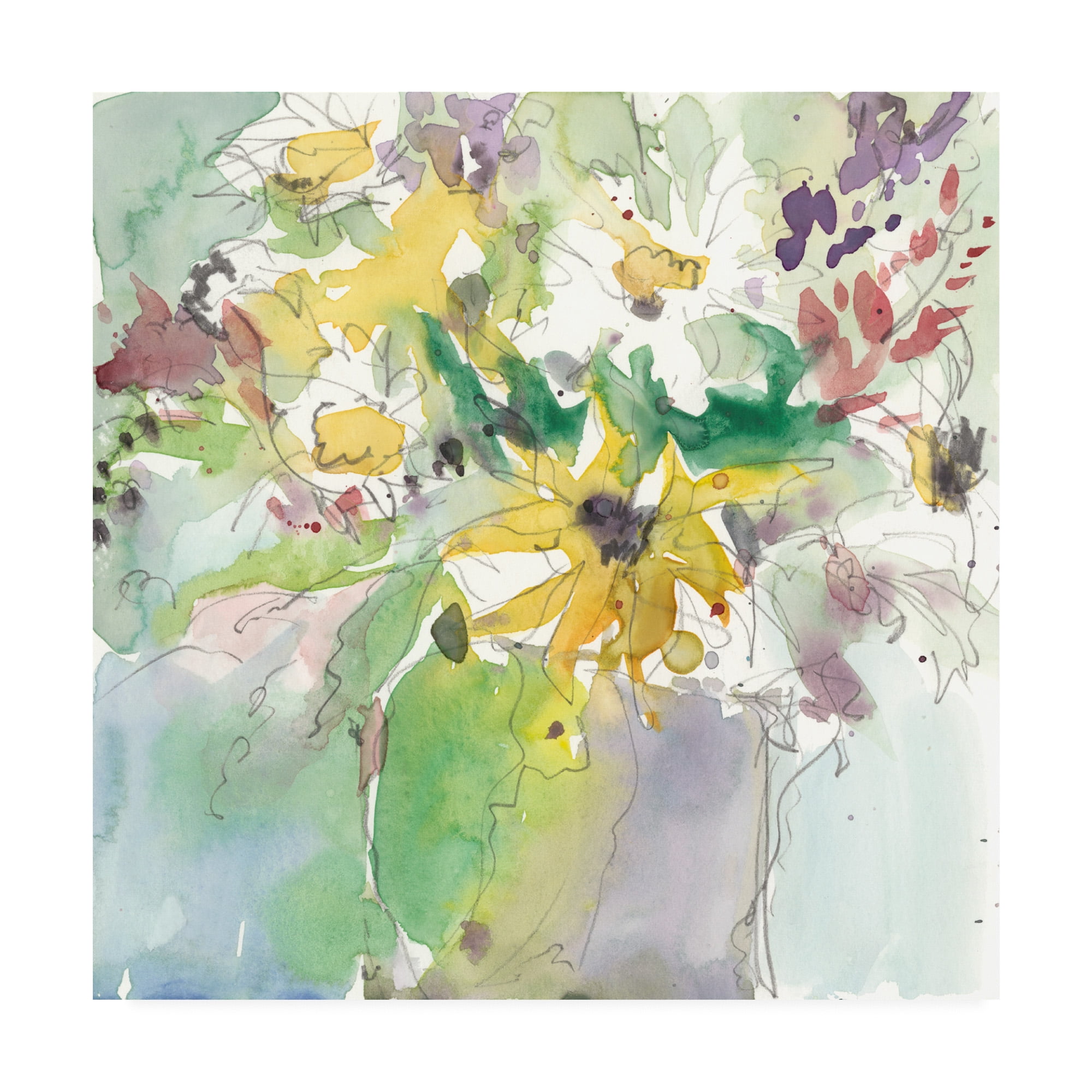 14 x 14 Cottage Style Framed Floral Canvas Art in Multicolor