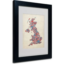 Trademark Fine Art "UK Cities Text Map 2" Matted Framed Art by Michael Tompsett