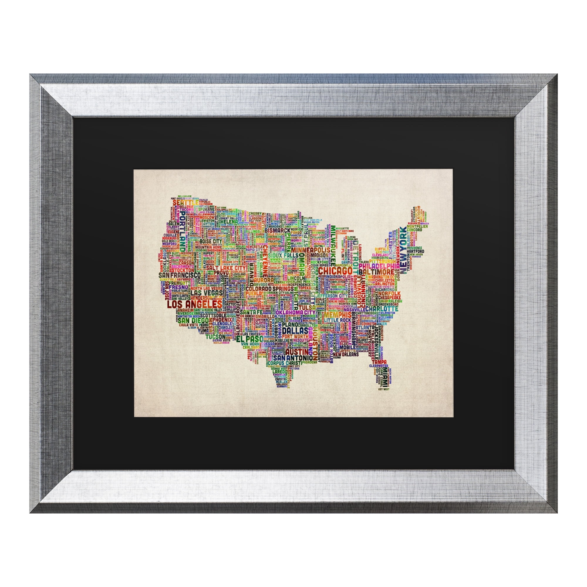 Trademark Fine Art 'US Cities Text Map VI' Canvas Art by Michael Tompsett