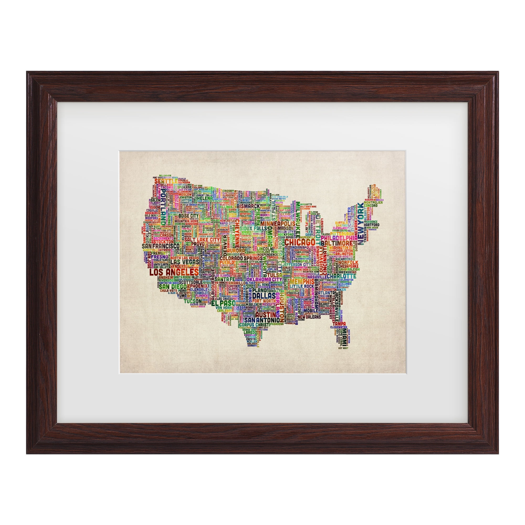 Trademark Fine Art 'US Cities Text Map VI' Canvas Art by Michael Tompsett