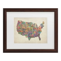 Trademark Fine Art 'US Cities Text Map VI' Canvas Art by Michael Tompsett