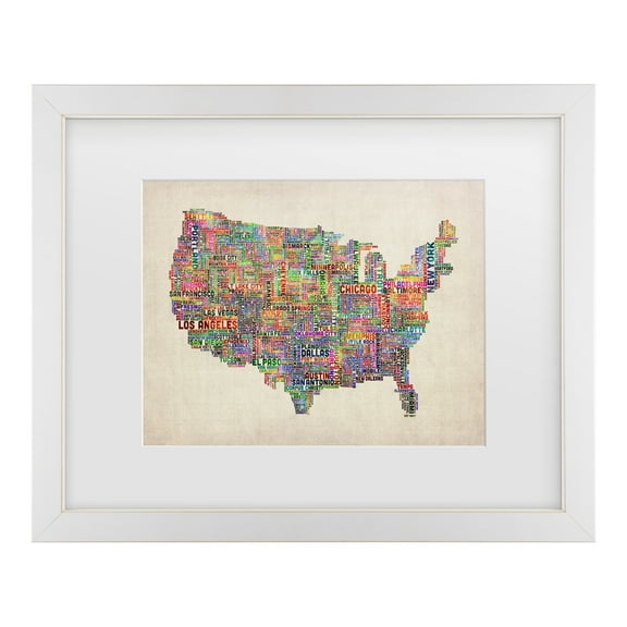 Trademark Fine Art 'US Cities Text Map VI' Canvas Art by Michael Tompsett