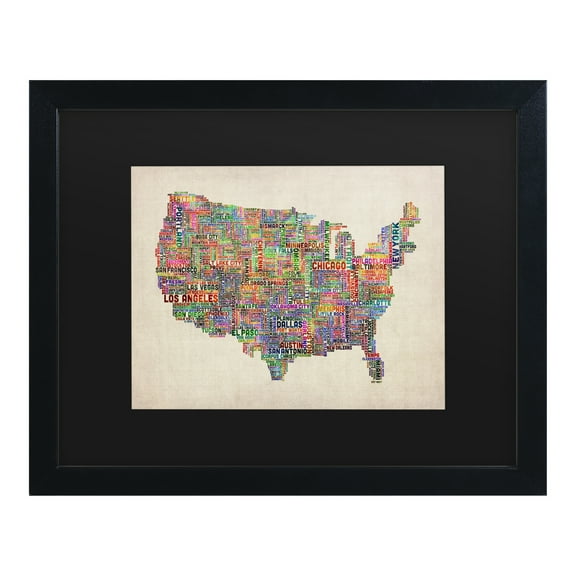 Trademark Fine Art 'US Cities Text Map VI' Canvas Art by Michael Tompsett