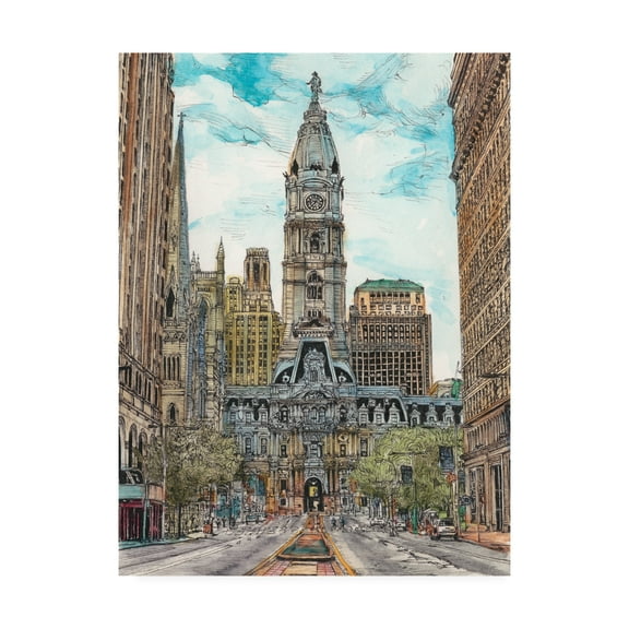 Trademark Fine Art 'US Cityscape Philadelphia' Canvas Art by Melissa Wang