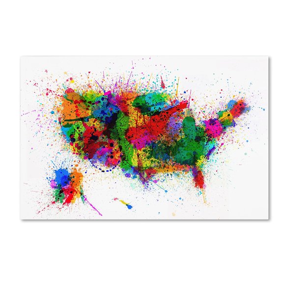Trademark Fine Art "US Paint Splashes" Canvas Art by Michael Tompsett