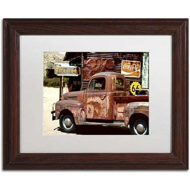 Trademark Fine Art 'US Truck' Canvas Art by Philippe Hugonnard White Matte, Wood Frame