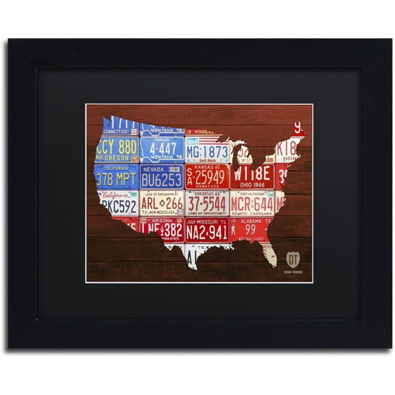 Trademark Fine Art 'USA Flag Map' Canvas Art by Design Turnpike, Black Matte, Black Frame