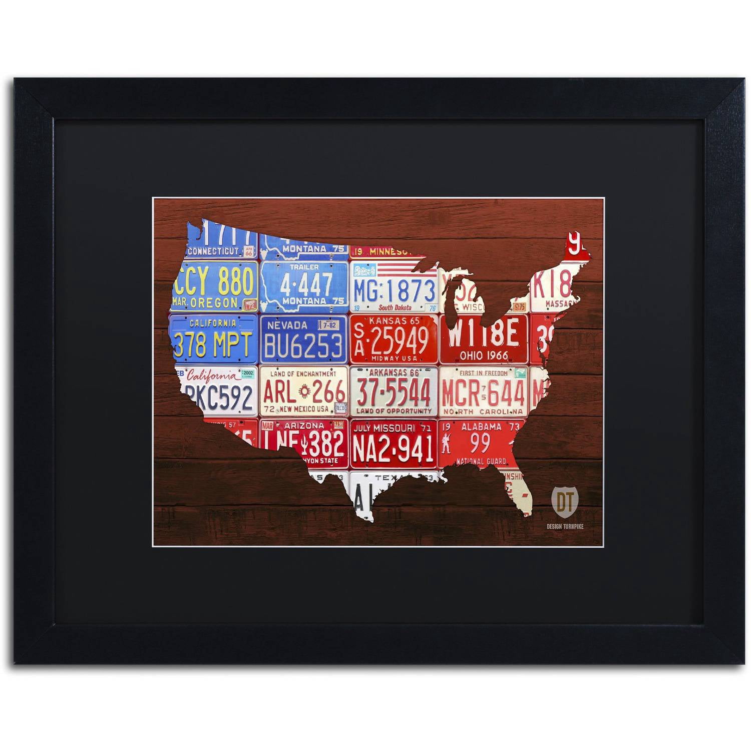 Trademark Fine Art 'USA Flag Map' Canvas Art by Design Turnpike, Black Matte, Black Frame