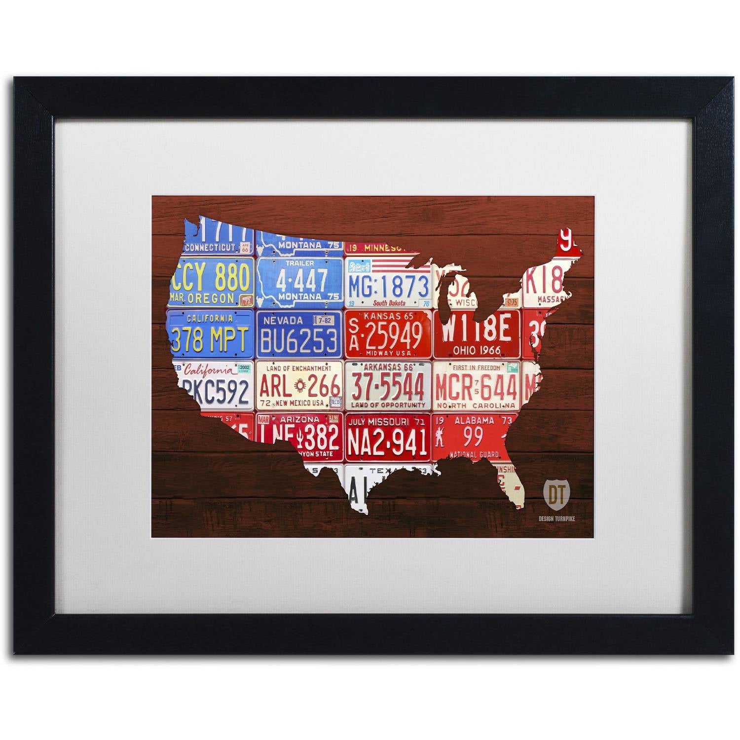 Trademark Fine Art 'USA Flag Map' Canvas Art by Design Turnpike, White Matte, Black Frame