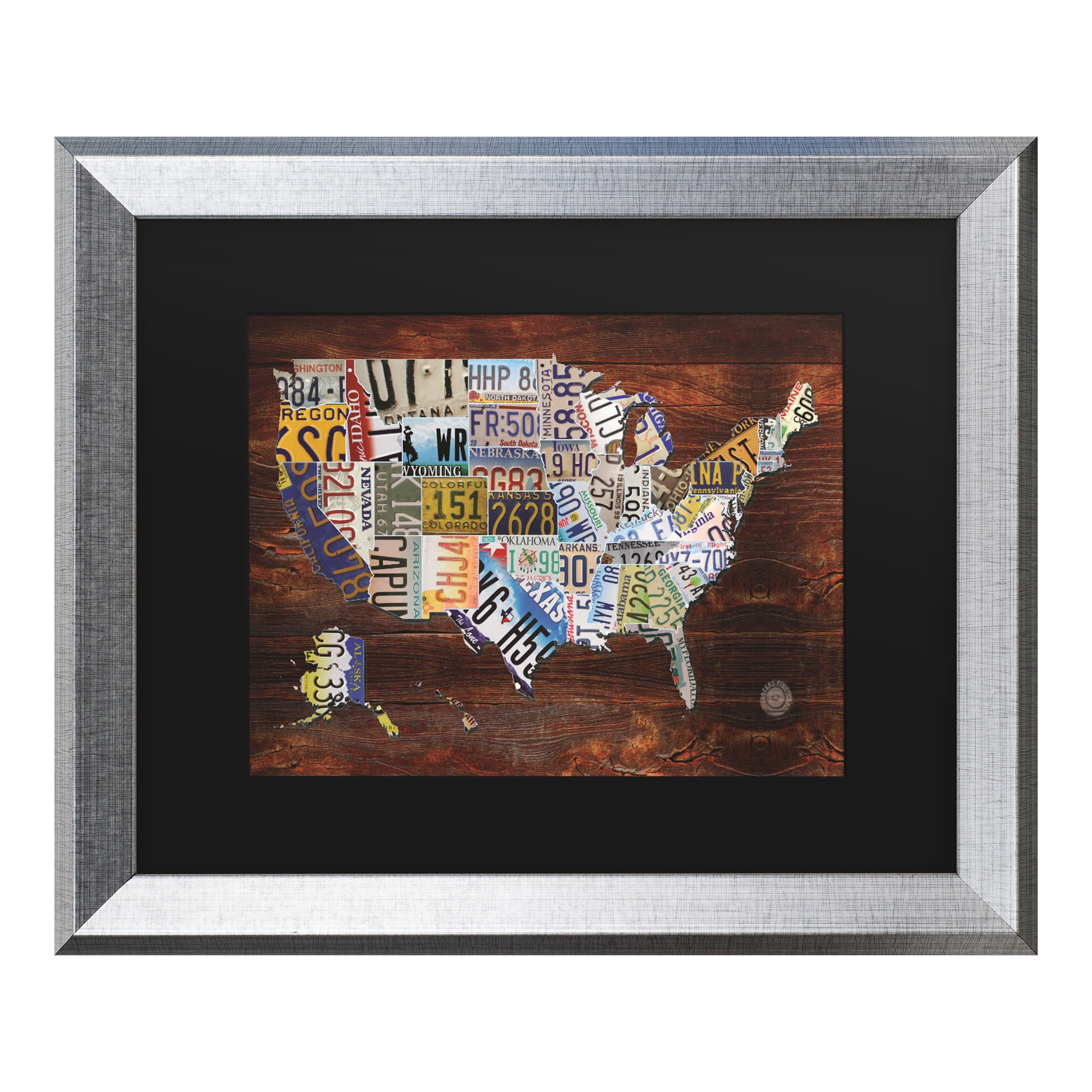 Trademark Fine Art 'USA License Plate Map on Wood' Canvas Art by Masters Fine Art