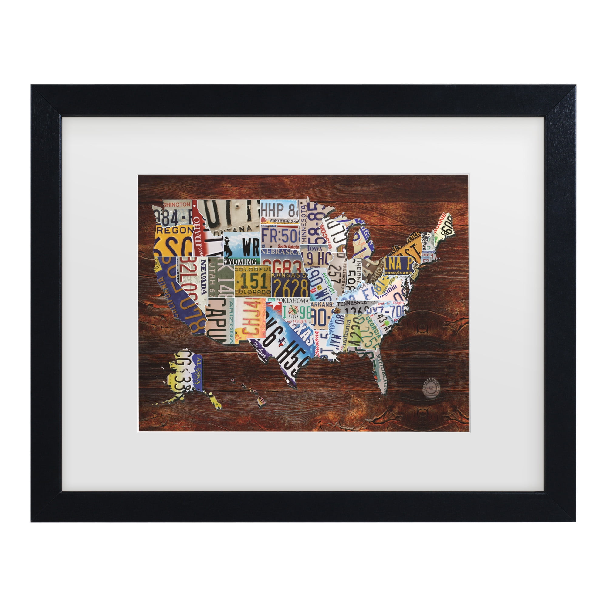 Trademark Fine Art 'USA License Plate Map on Wood' Canvas Art by ...