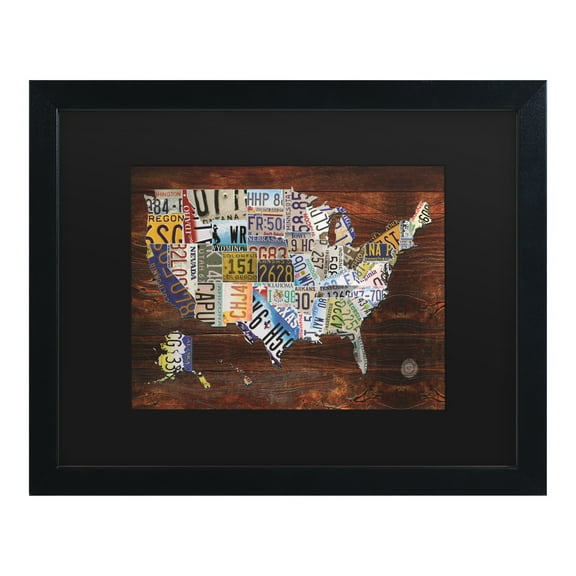 Trademark Fine Art 'USA License Plate Map on Wood' Canvas Art by Masters Fine Art