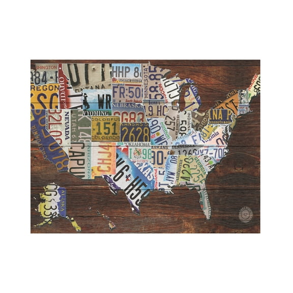 Trademark Fine Art 'USA License Plate Map on Wood' Wooden Wall Art Art by Masters Fine Art