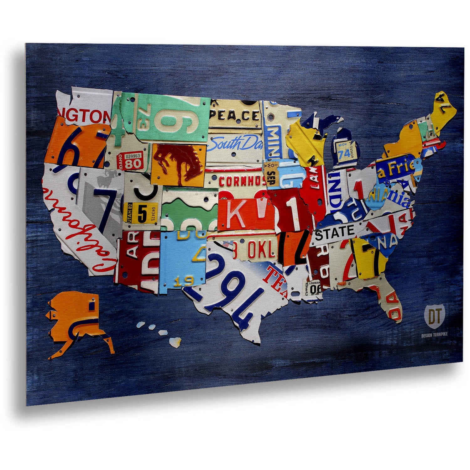 Trademark Fine Art "USA Map" Brushed Aluminum Wall Art Art by Design Turnpike 16" x 22"
