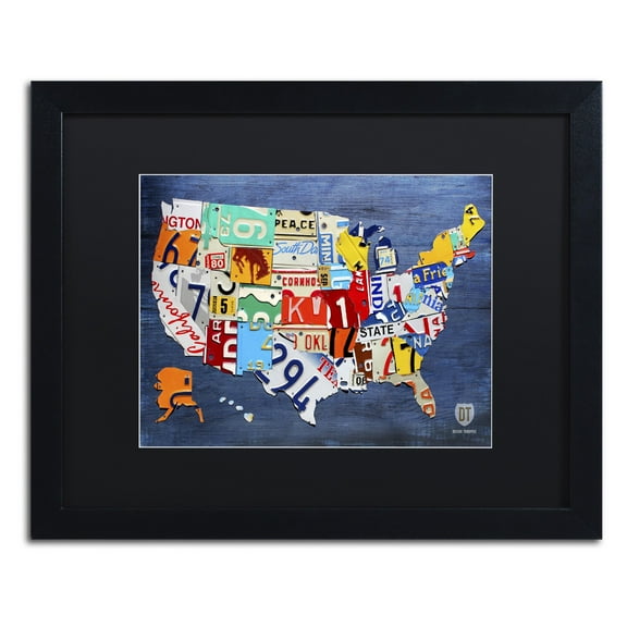 Trademark Fine Art 'USA Map' Canvas Art by Design Turnpike, Black Matte, Black Frame