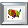 thumbnail image 1 of Trademark Fine Art "USA Map Clr-1" Canvas Art by Marlene Watson, White Matte, Silver Frame, 1 of 4