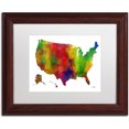 thumbnail image 1 of Trademark Fine Art "USA Map Clr-1" Canvas Art by Marlene Watson, White Matte, Wood Frame, 1 of 4