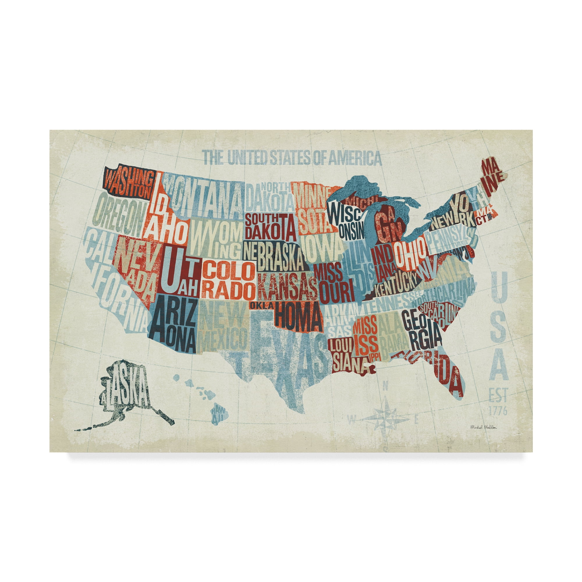 Trademark Fine Art 'USA Modern Blue' Canvas Art by Michael Mullan
