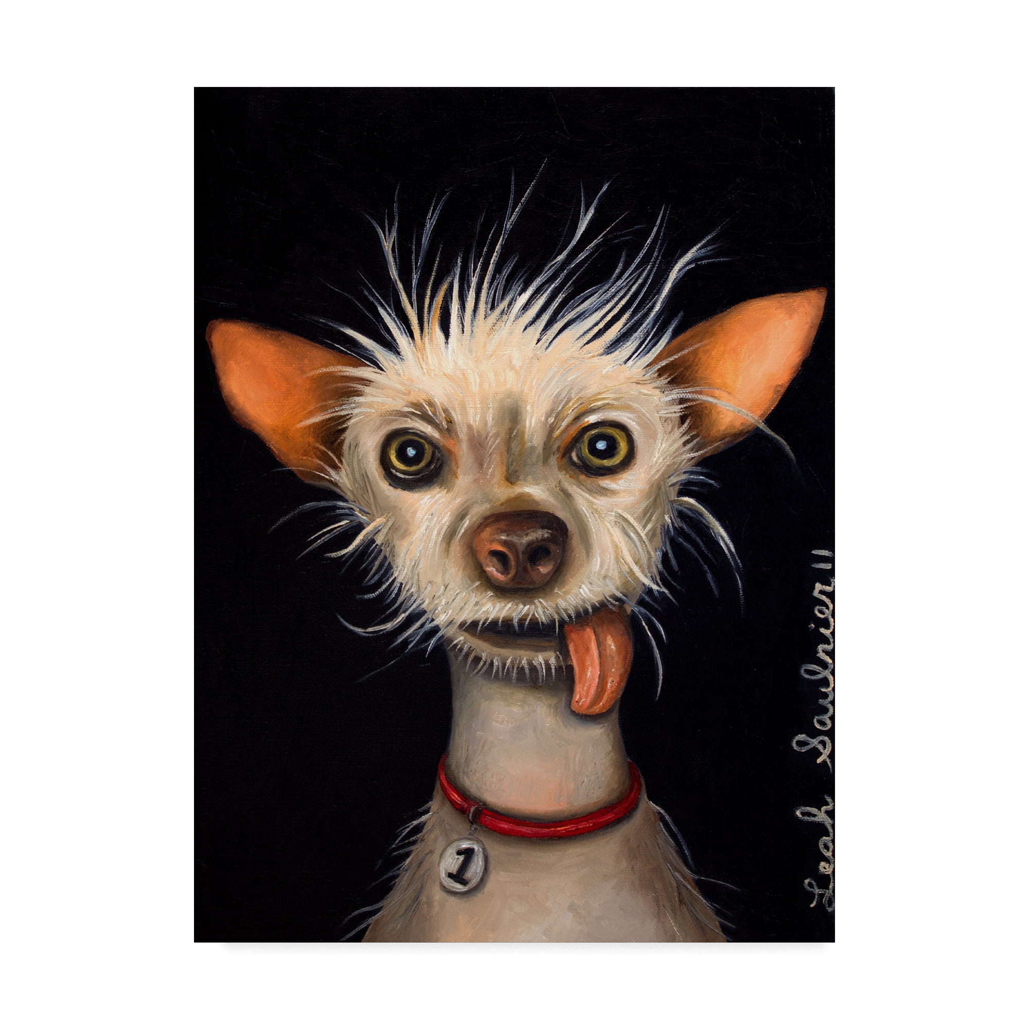 Trademark Fine Art 'Ugly Dog' Canvas Art by Leah Saulnier