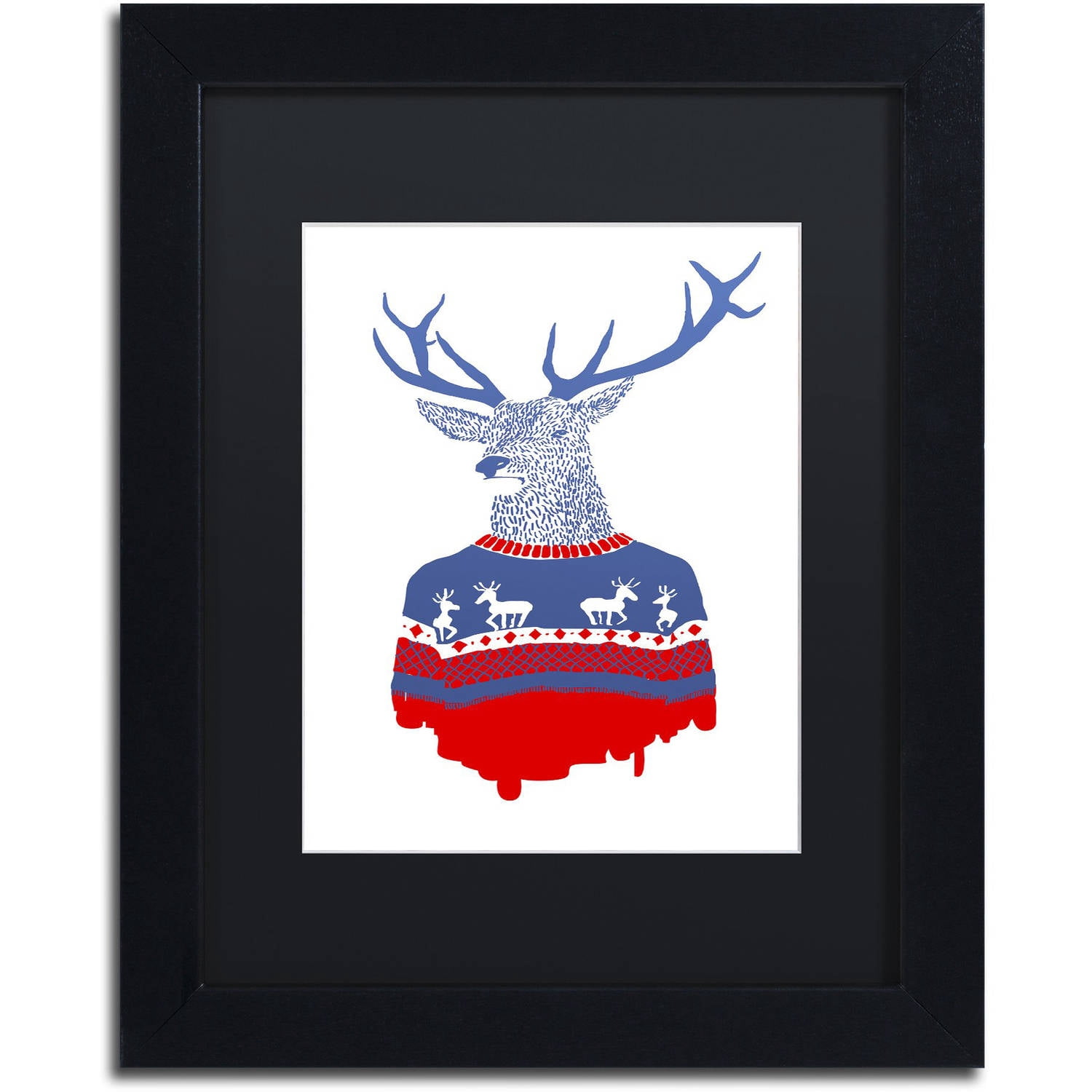 Trademark Fine Art 'Ugly Winter Pullover' Canvas Art by Robert Farkas, Black Matte, Black Frame