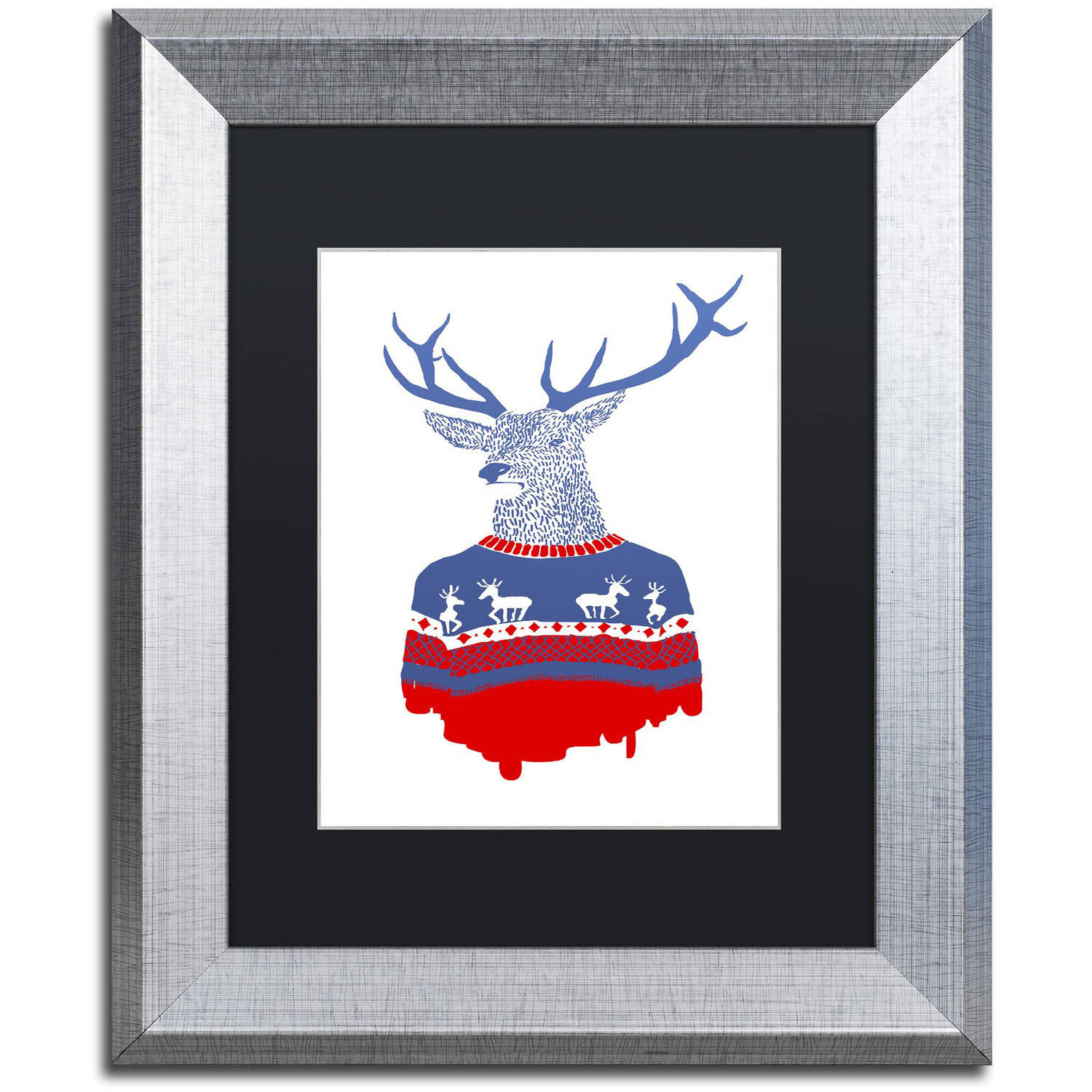 Trademark Fine Art 'Ugly Winter Pullover' Canvas Art by Robert Farkas, Black Matte, Silver Frame