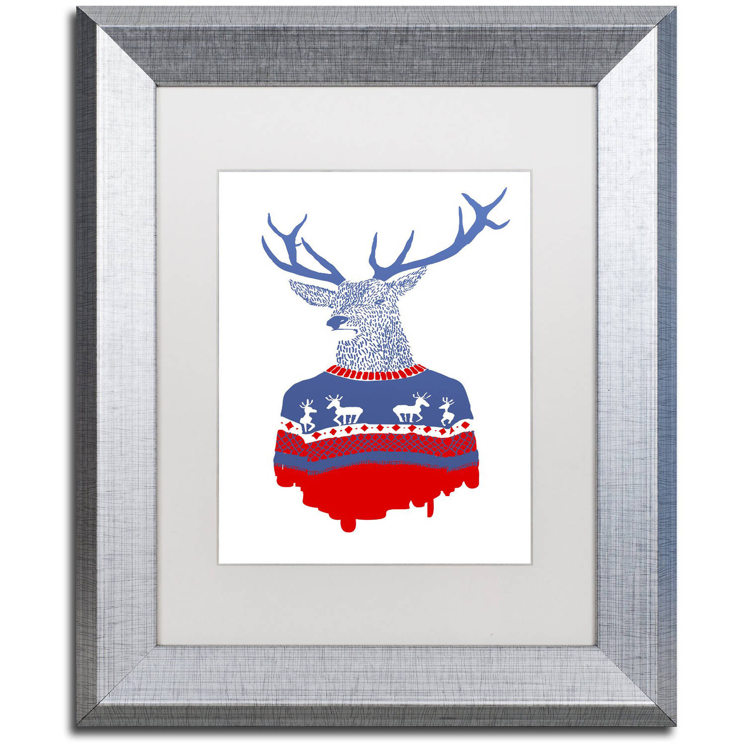 Trademark Fine Art 'Ugly Winter Pullover' Canvas Art by Robert Farkas, White Matte, Silver Frame