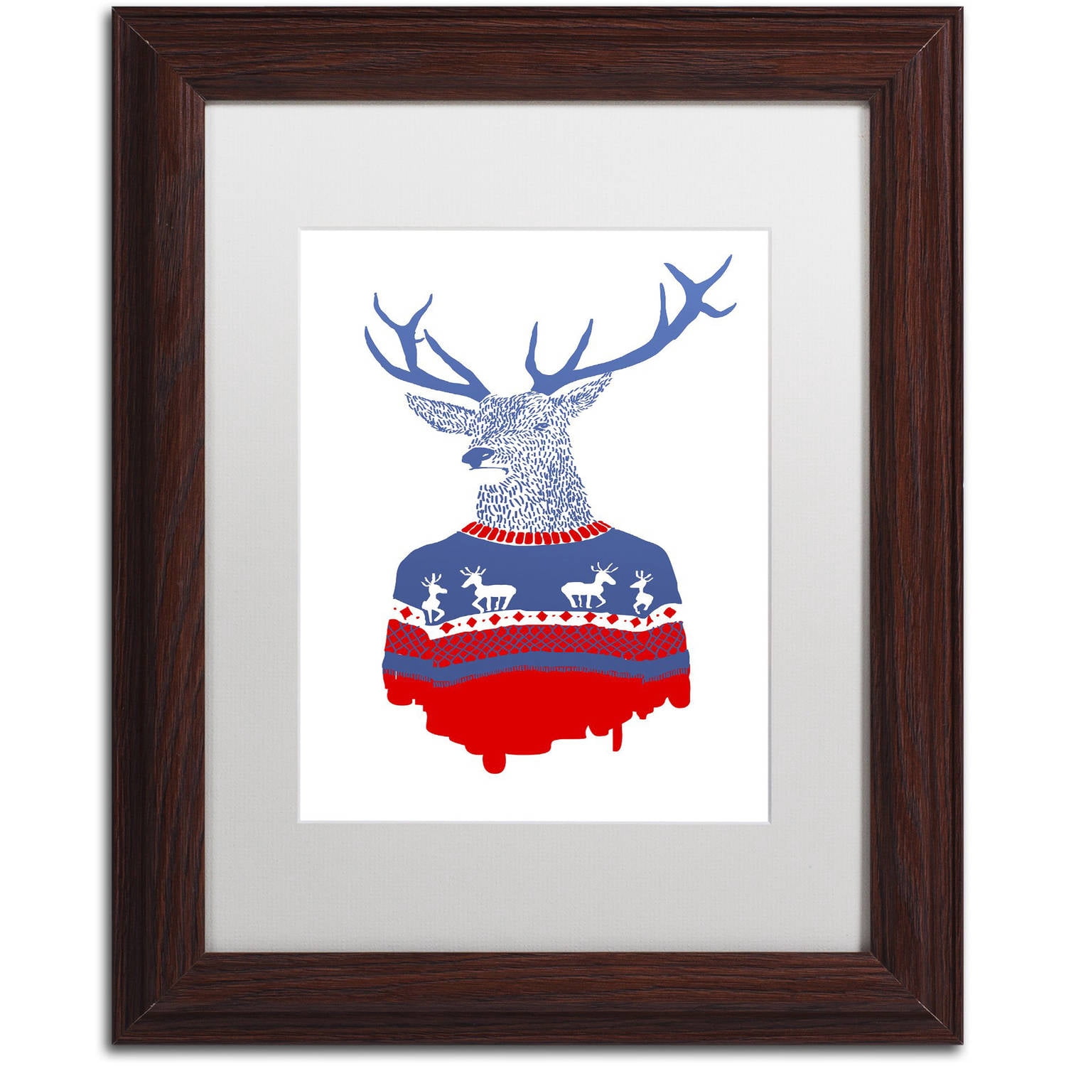 Trademark Fine Art 'Ugly Winter Pullover' Canvas Art by Robert Farkas, White Matte, Wood Frame