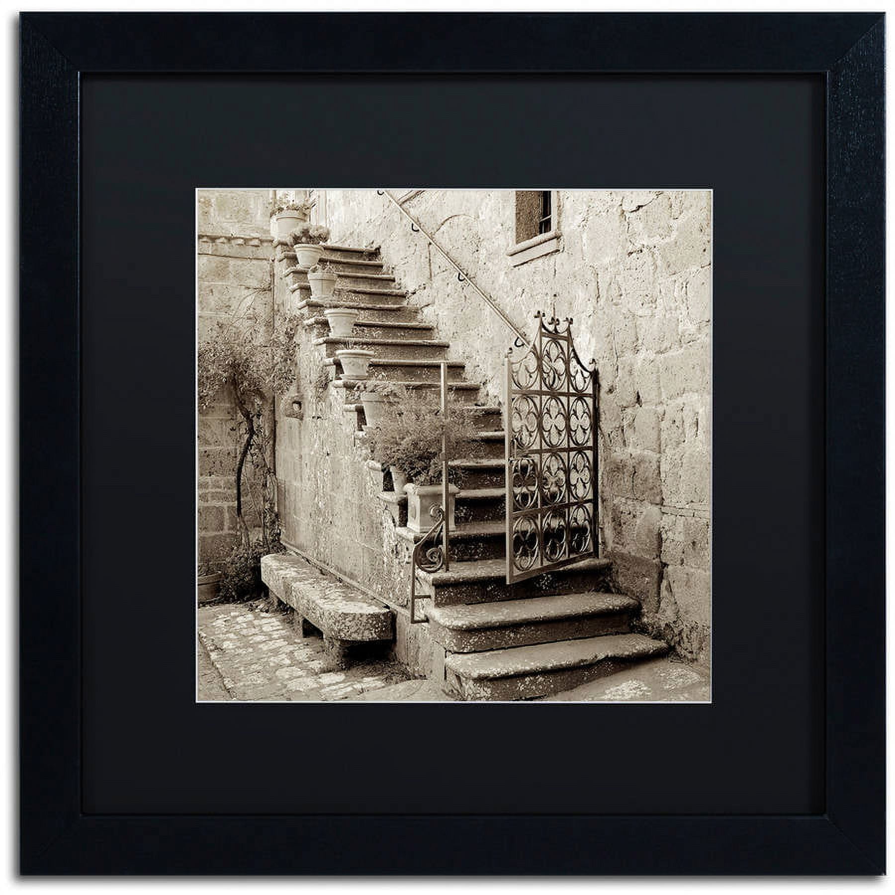 Trademark Fine Art "Umbria Scala I" Canvas Art by Alan Blaustein, Black Matte, Black Frame