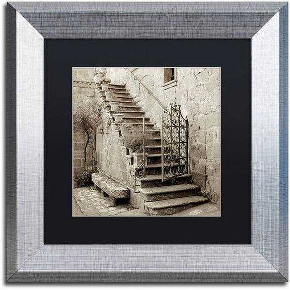 Trademark Fine Art "Umbria Scala I" Canvas Art by Alan Blaustein, Black Matte, Silver Frame